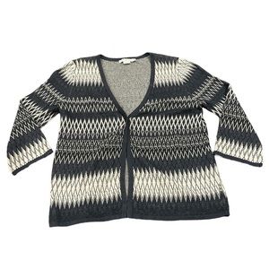 Pendleton Linen Blend Cardigan Sweater Blue Aztec Print Size Medium